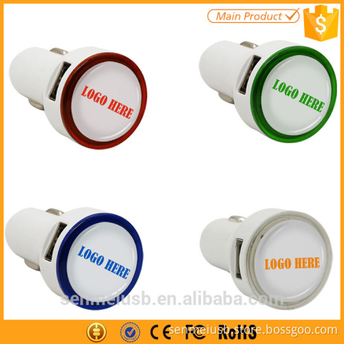 2015 Wholesale USB Car Charger Adapter LED Logo Light Fast Charge for iPhone iPad